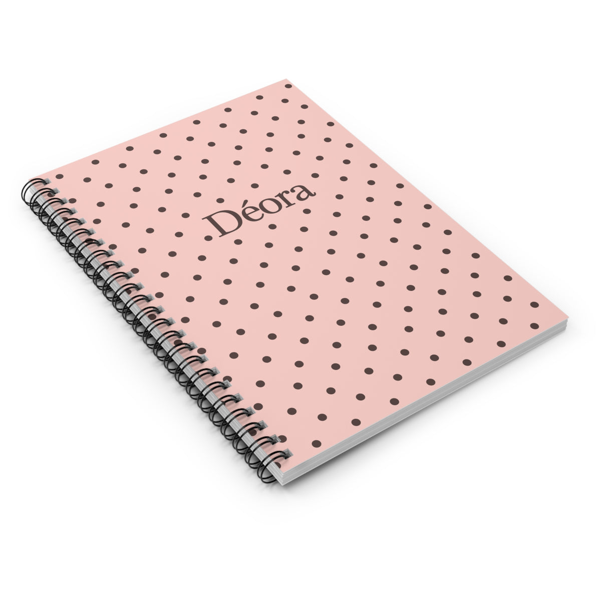 Personalized Pink Polka Dot Notebook — 'Déora' Spiral Ruled Journal