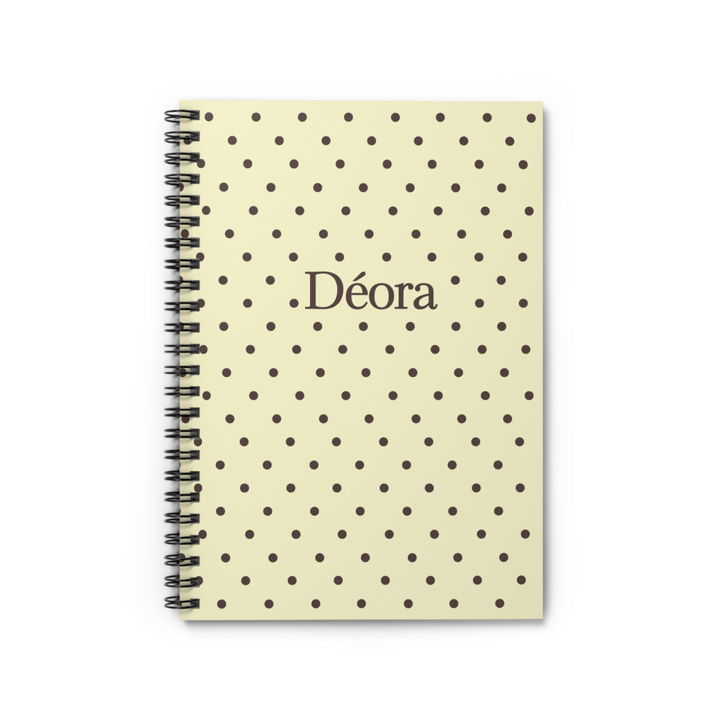 Personalized Polka Dot Spiral Notebook — "Déora" Ruled Journal