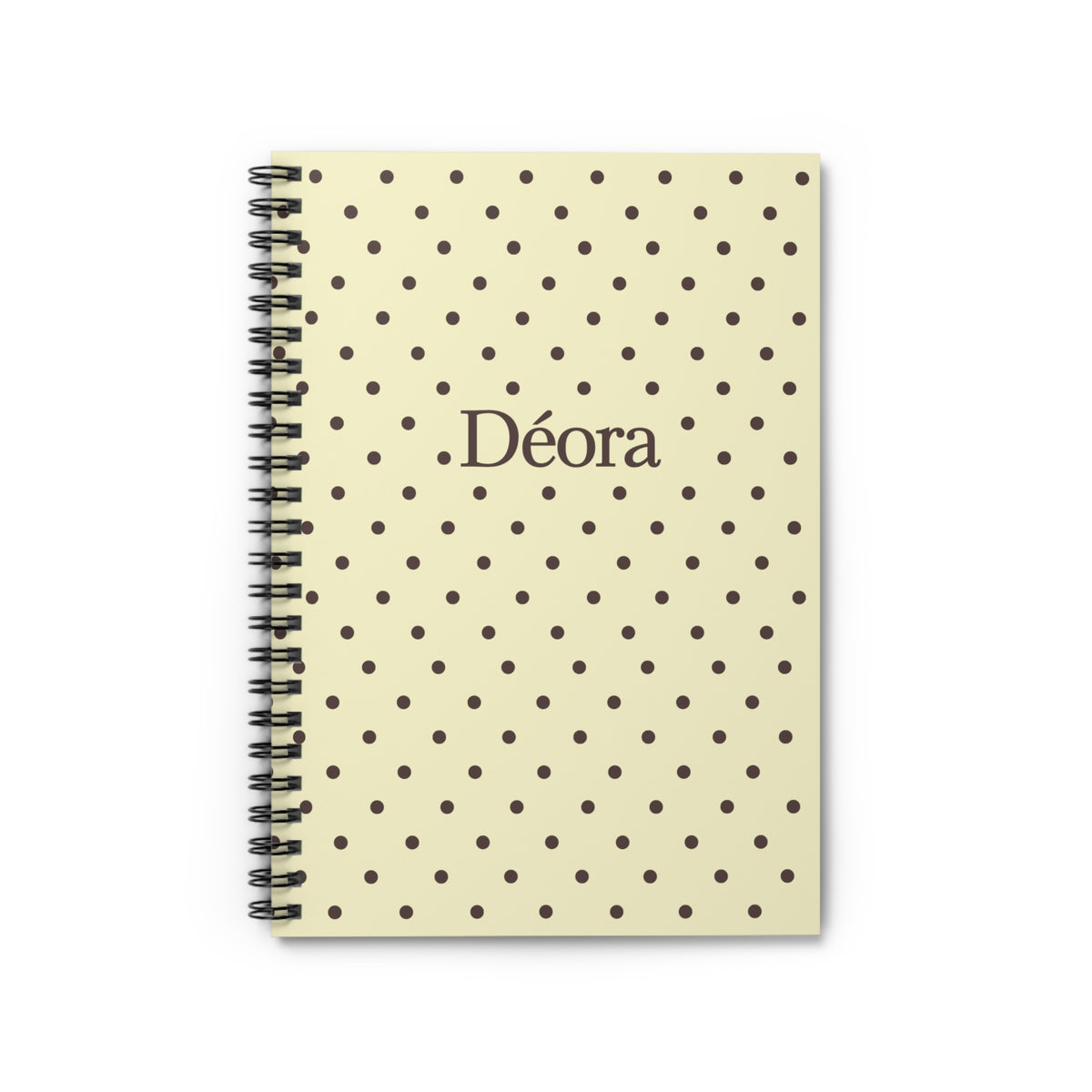 Personalized Polka Dot Spiral Notebook — "Déora" Ruled Journal
