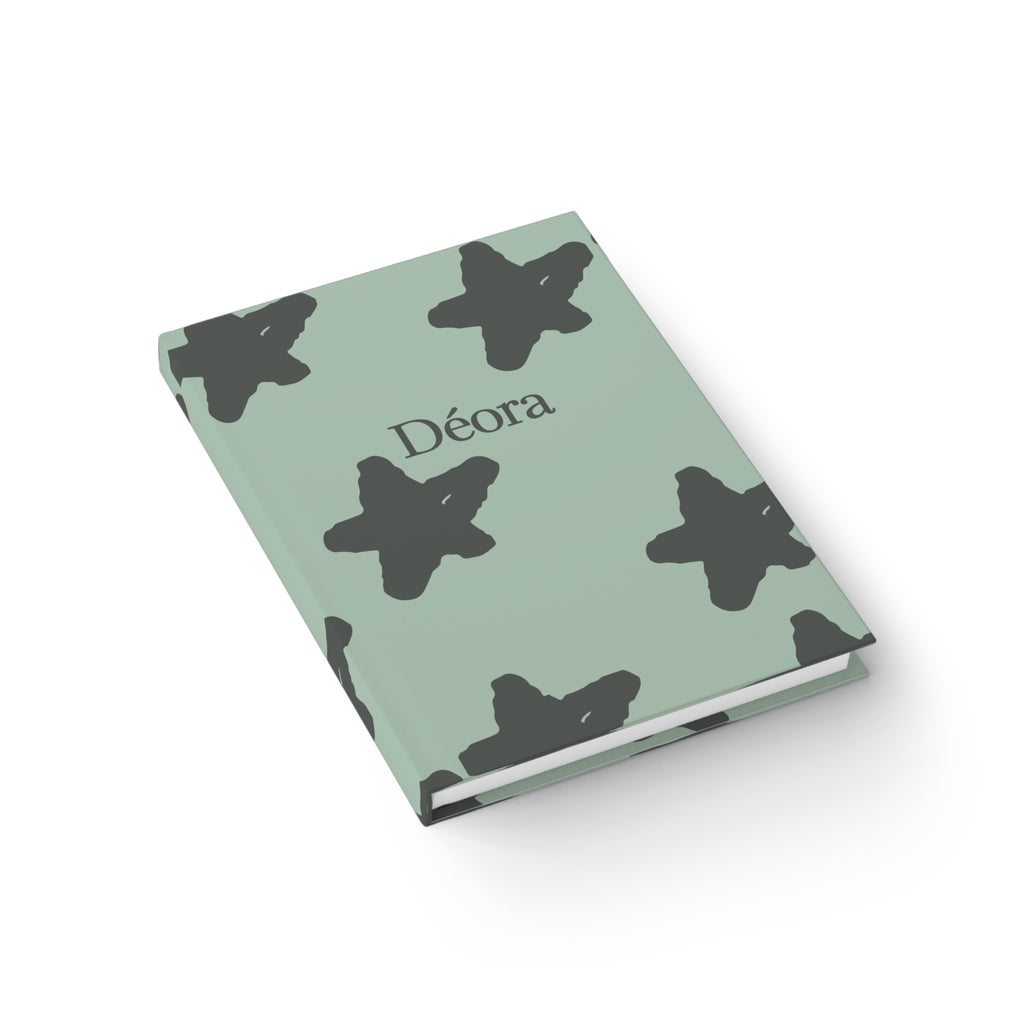 Mint Star Pattern Ruled Journal – Personalized "Déora" Cover