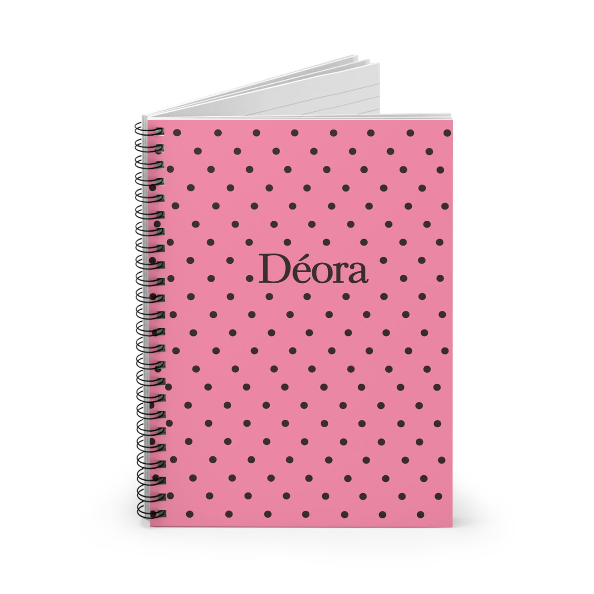 Personalized Pink Polka Dot Spiral Notebook – 'Déora' Ruled Journal