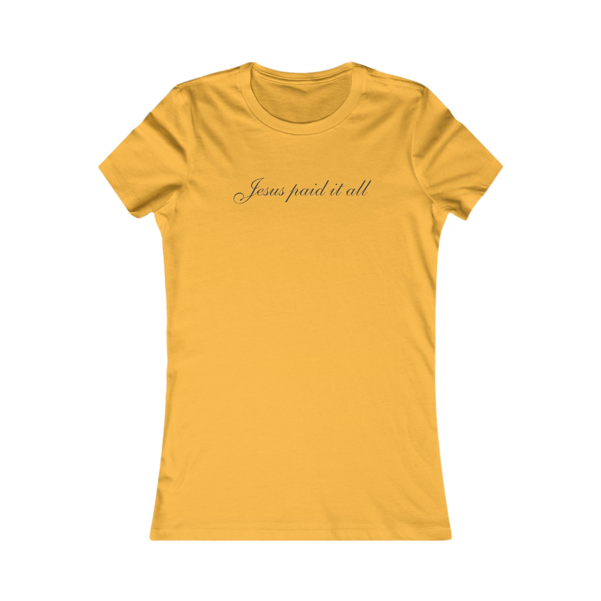 Women's Tee — "Jesus Paid It All" Script Christian Faith T‑Shirt
