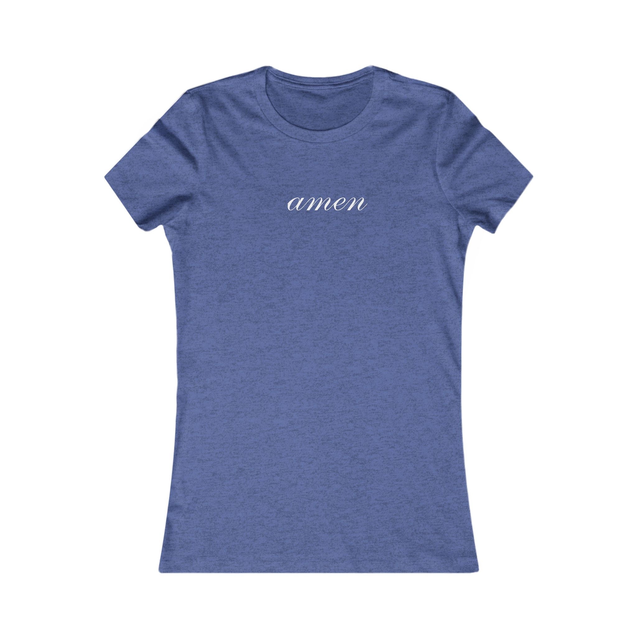 Amen Script Women's Tee — Minimalist Inspirational Christian Shirt