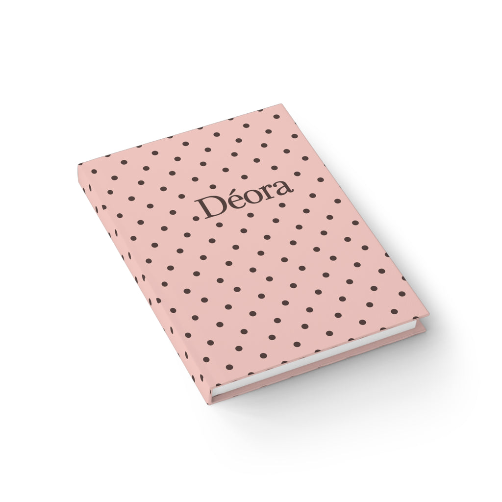 Personalized Pink Polka Dot Journal — 'Déora' Ruled Notebook