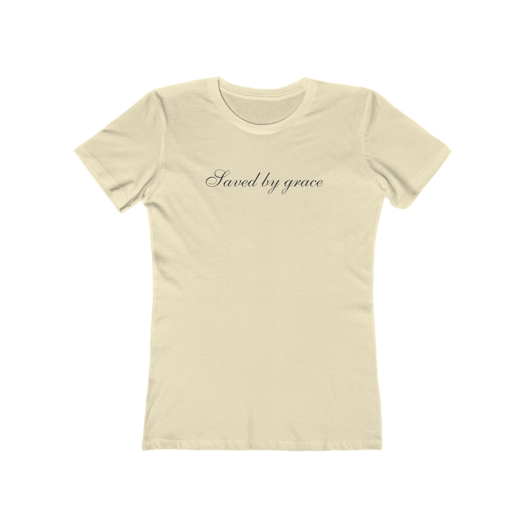 Saved by Grace Boyfriend Tee - Women’s Christian Script T-Shirt