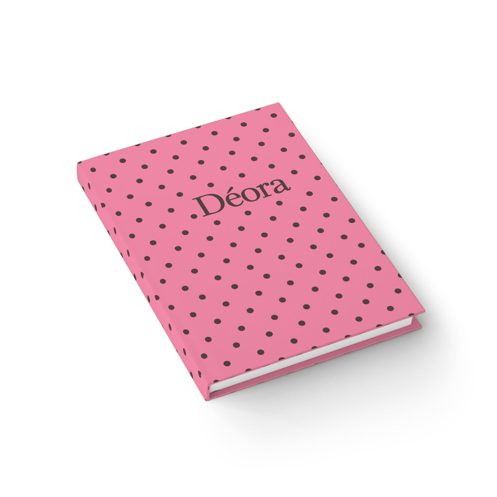 Pink Polka Dot Personalized Journal — 'Déora' Ruled Notebook