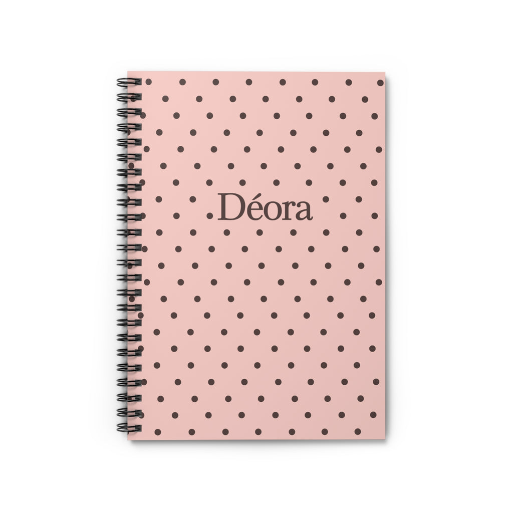 Personalized Pink Polka Dot Notebook — 'Déora' Spiral Ruled Journal