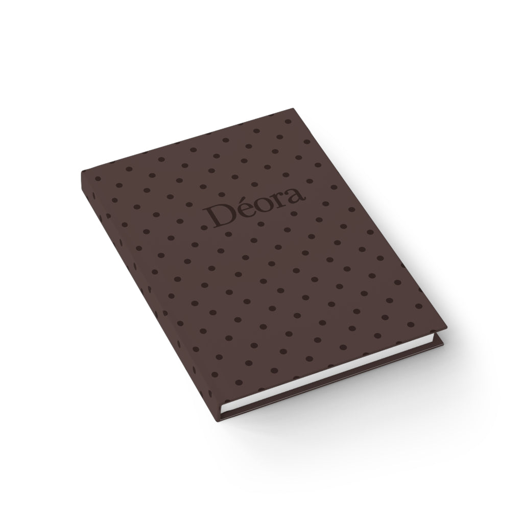 Déora Polka Dot Ruled Journal — Brown Hardcover Lined Notebook