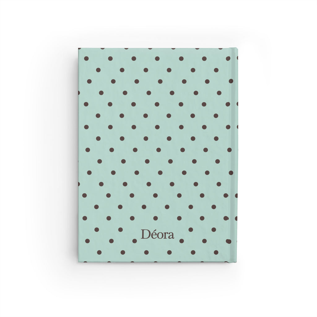 Personalized Polka Dot Journal — 'Déora' Mint Ruled Notebook