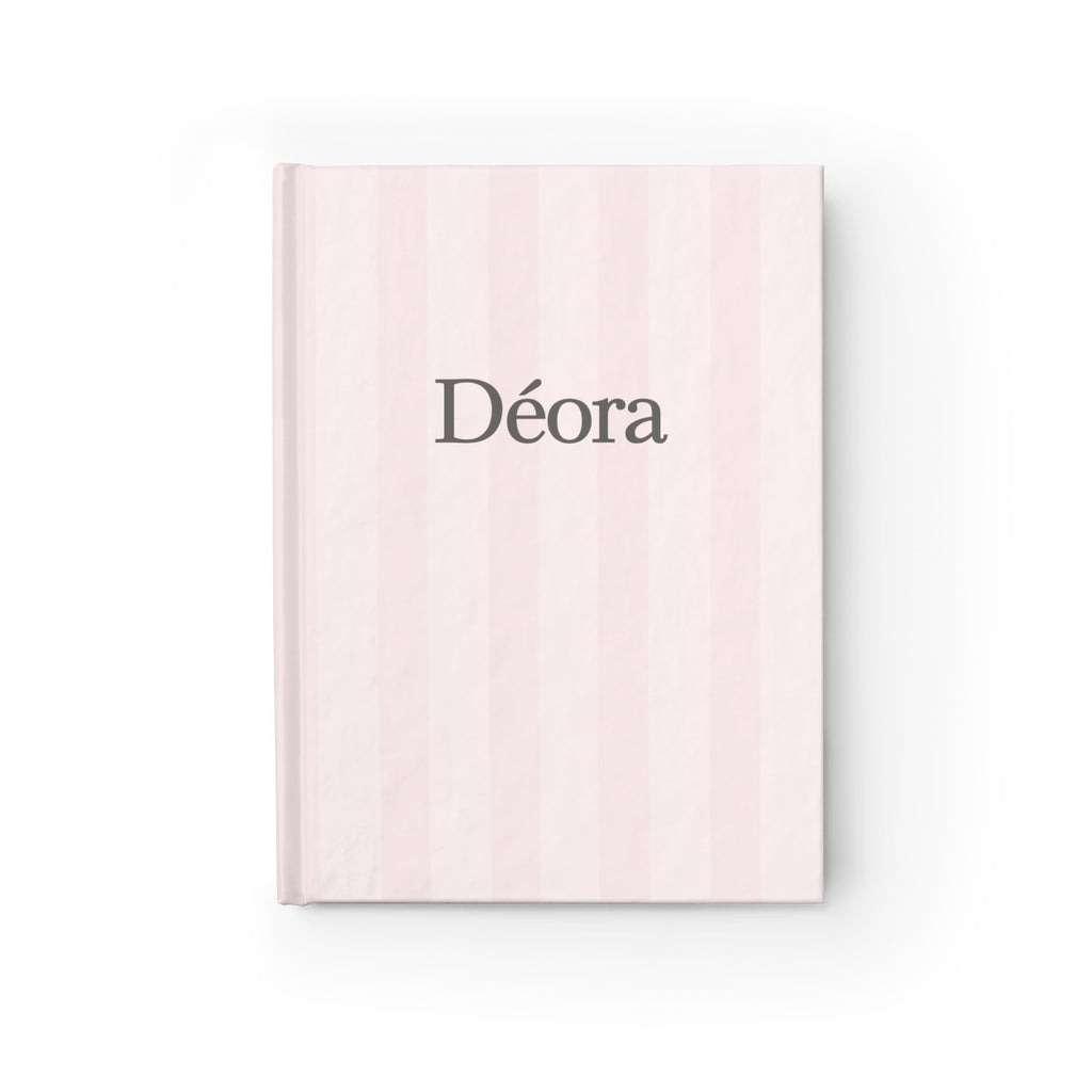 Personalized Pink Striped Journal — 'Déora' Ruled Notebook for Notes & Everyday Planning