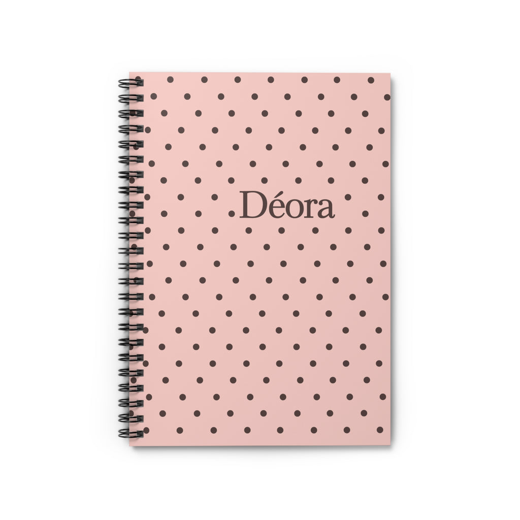 Polka Dot Personalized Spiral Notebook — 'Déora' Ruled Journal