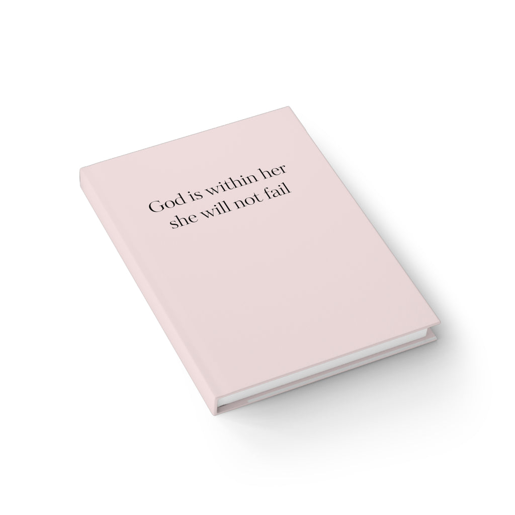 Inspirational Pink Journal — “God is within her she will not fail” Ruled Notebook
