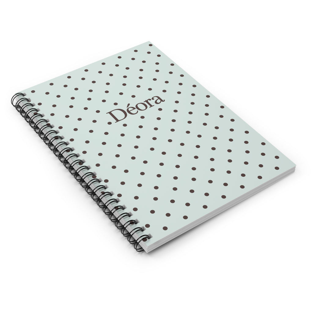 Personalized Polka Dot Spiral Notebook – "Déora" Ruled Journal