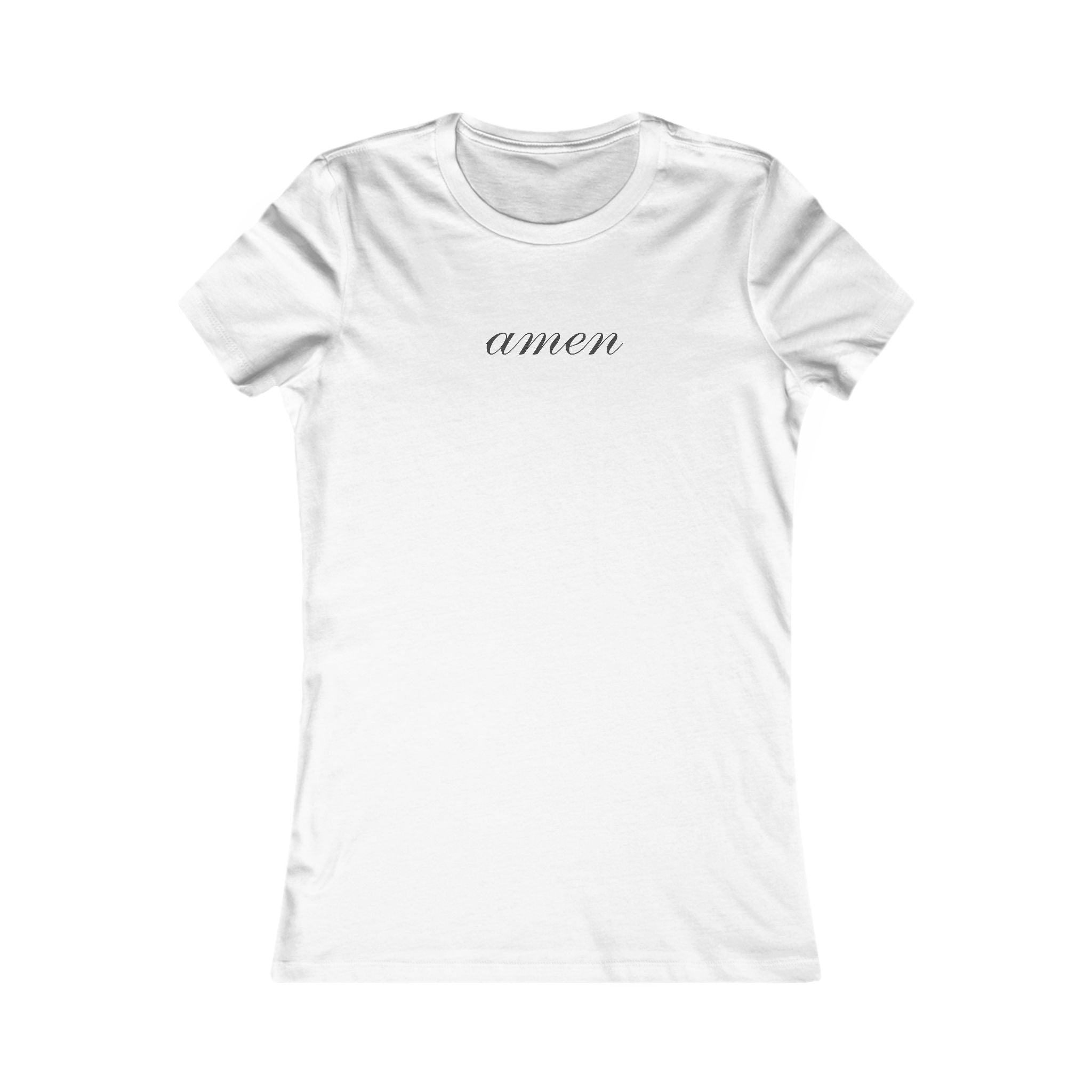 Amen Script Women's Tee — Minimal Faith Graphic Shirt