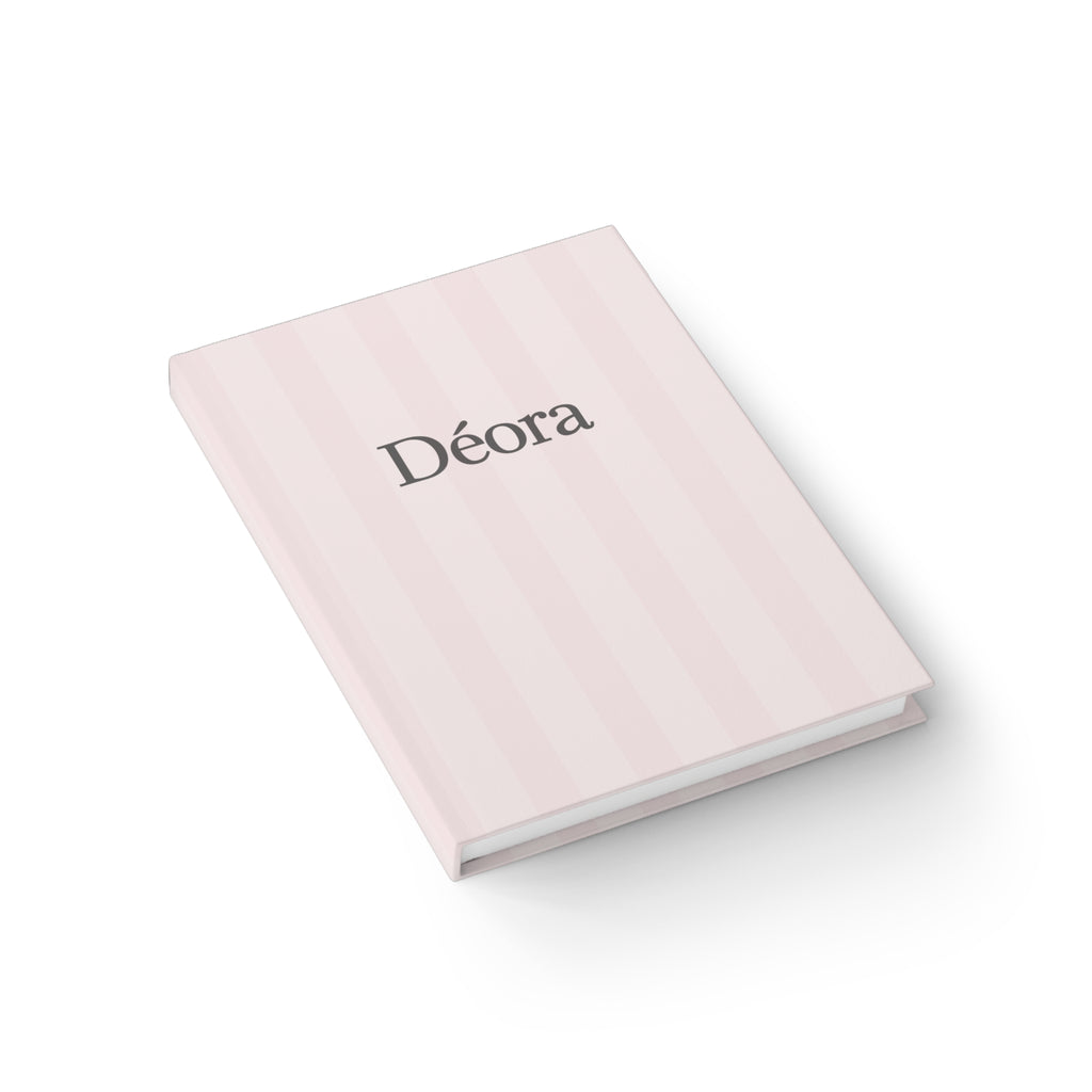 Personalized Pink Striped Journal — 'Déora' Ruled Notebook for Notes & Everyday Planning