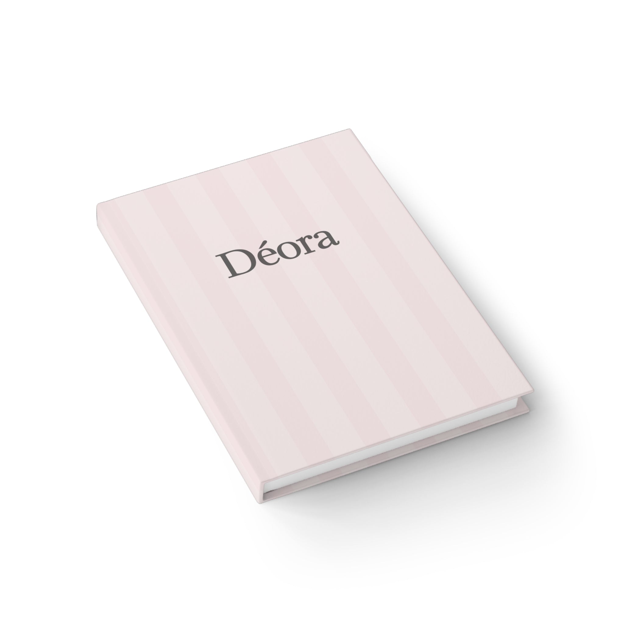 Personalized Pink Striped Journal — 'Déora' Ruled Notebook for Notes & Everyday Planning