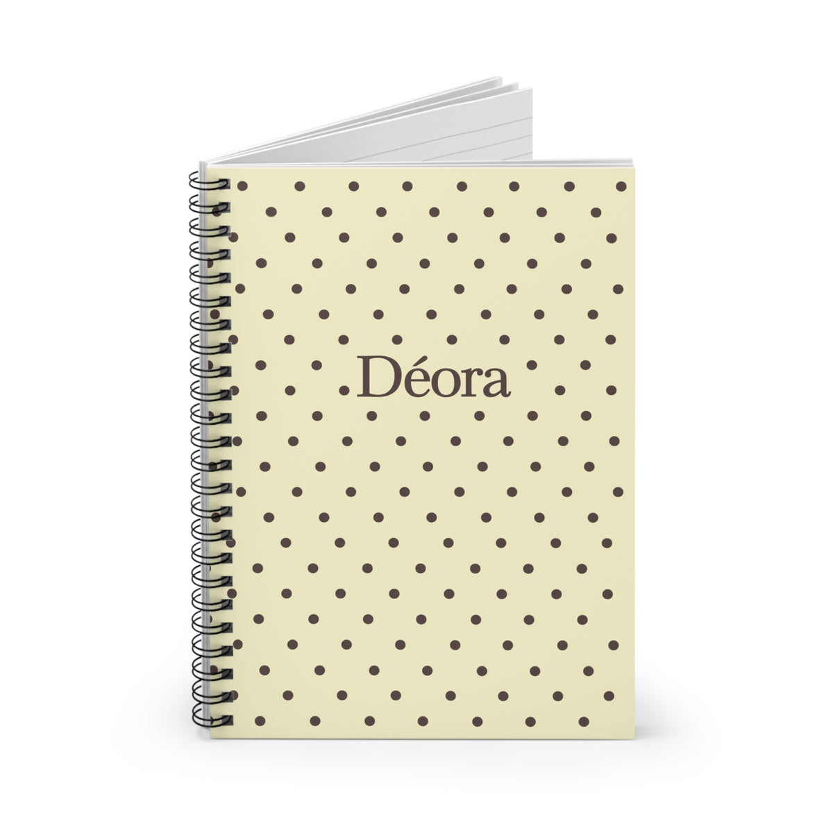 Personalized Polka Dot Spiral Notebook — "Déora" Ruled Journal