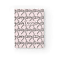 Personalized Bow Pattern Journal — Pink Ruled Notebook with Name (Déora)