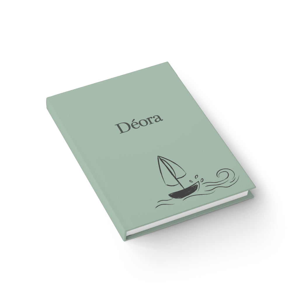 Sailboat Personalized Ruled Journal — 'Déora' Mint Hardcover Travel Notebook