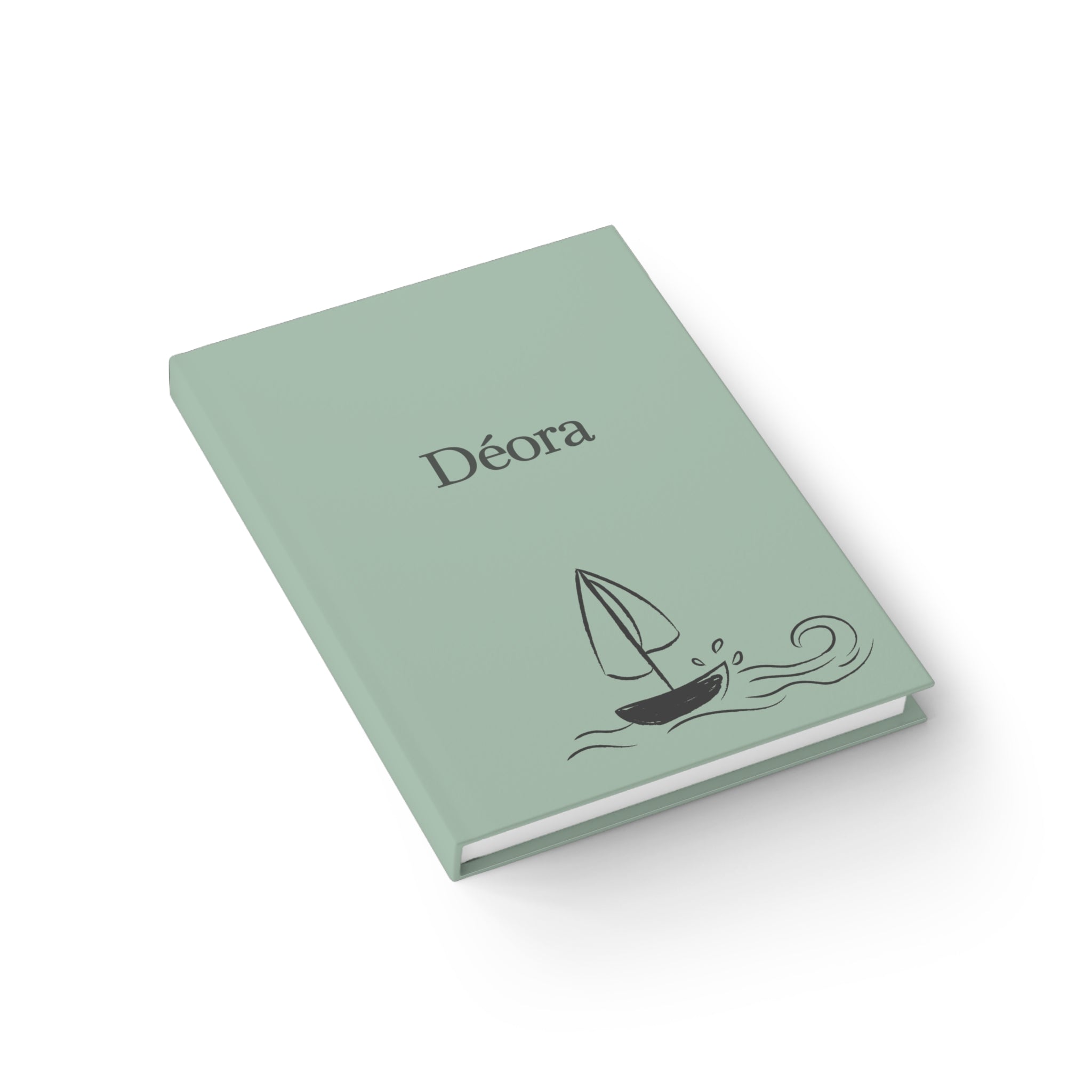 Sailboat Personalized Ruled Journal — 'Déora' Mint Hardcover Travel Notebook