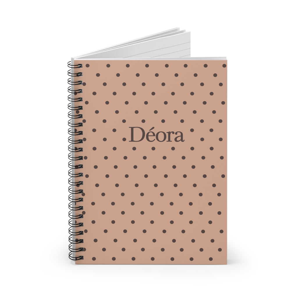 Personalized Polka Dot Spiral Notebook — 'Déora' Ruled Journal