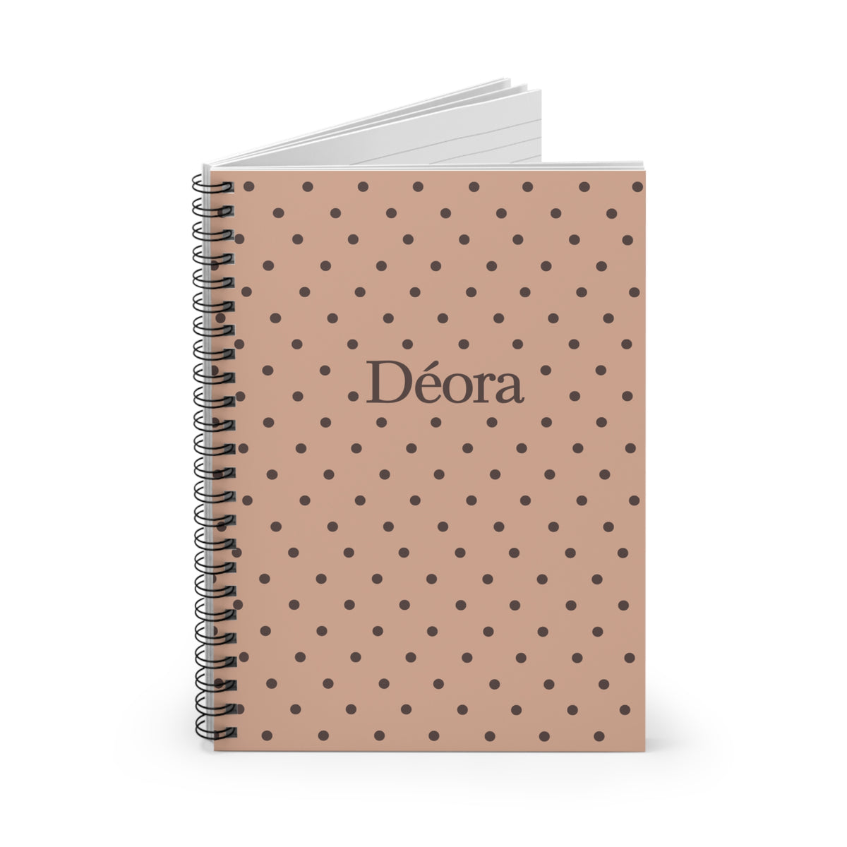 Personalized Polka Dot Spiral Notebook — 'Déora' Ruled Journal