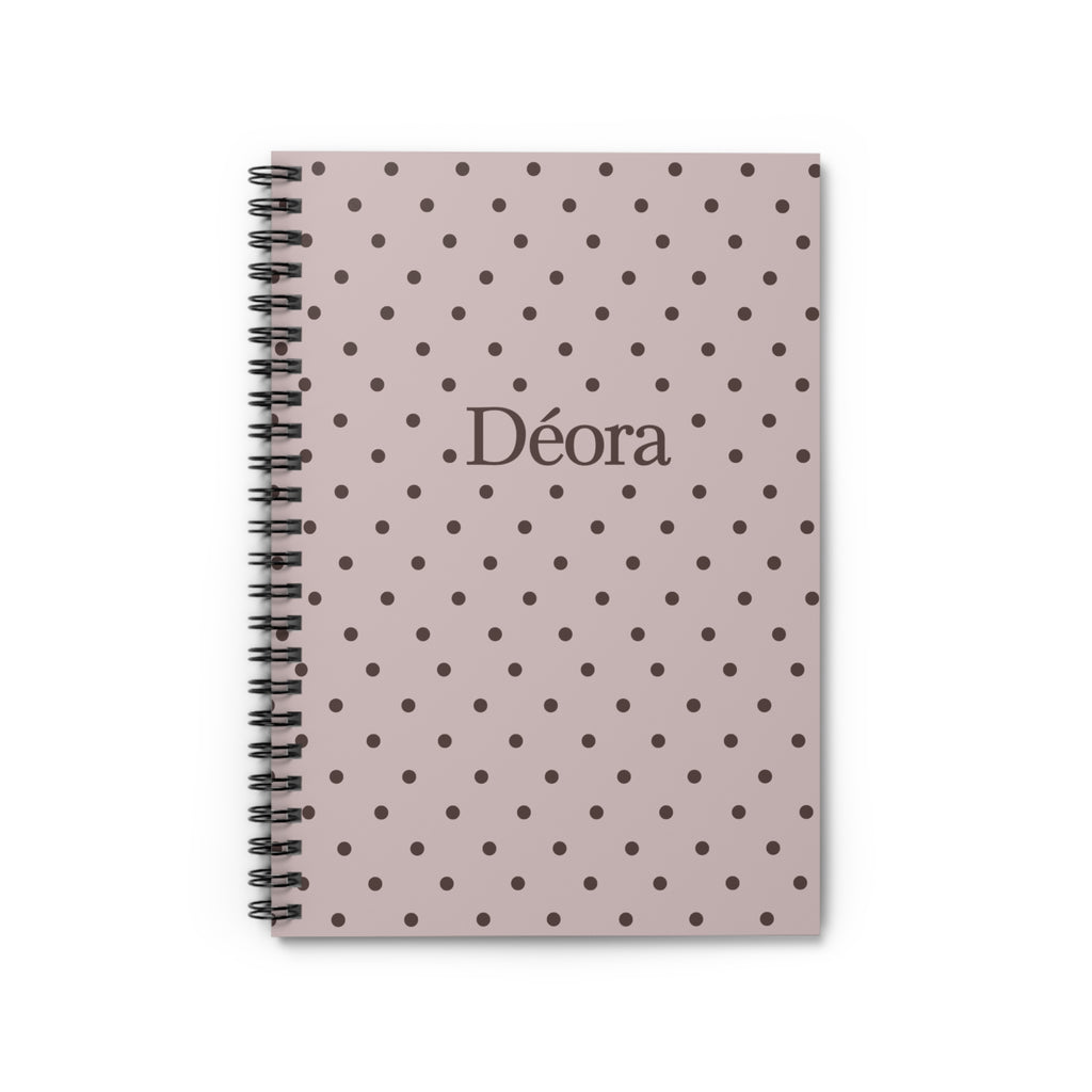 Personalized Polka Dot Spiral Notebook — "Déora" Ruled Journal