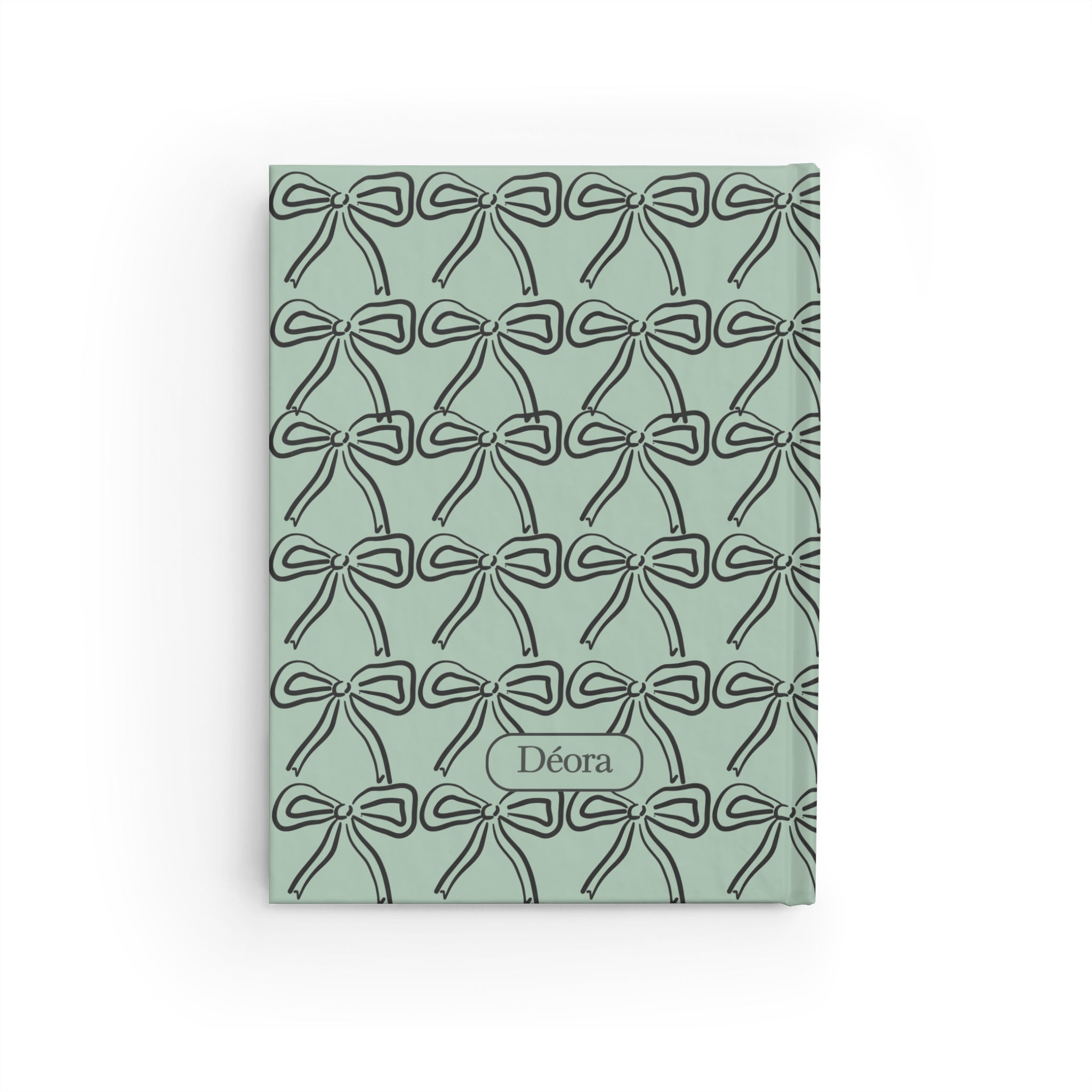 Personalized Mint Bow Pattern Journal — Ruled Lined Notebook with Name