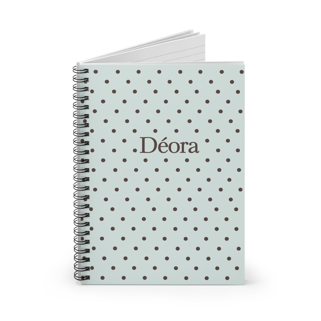 Personalized Polka Dot Spiral Notebook – "Déora" Ruled Journal