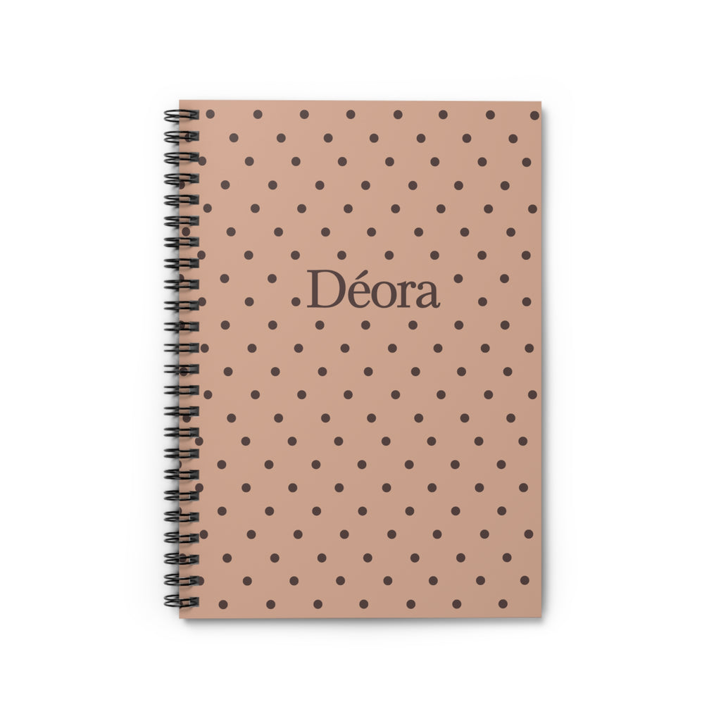 Personalized Polka Dot Spiral Notebook — 'Déora' Ruled Journal
