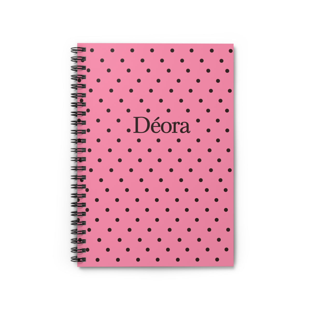 Personalized Pink Polka Dot Spiral Notebook – 'Déora' Ruled Journal