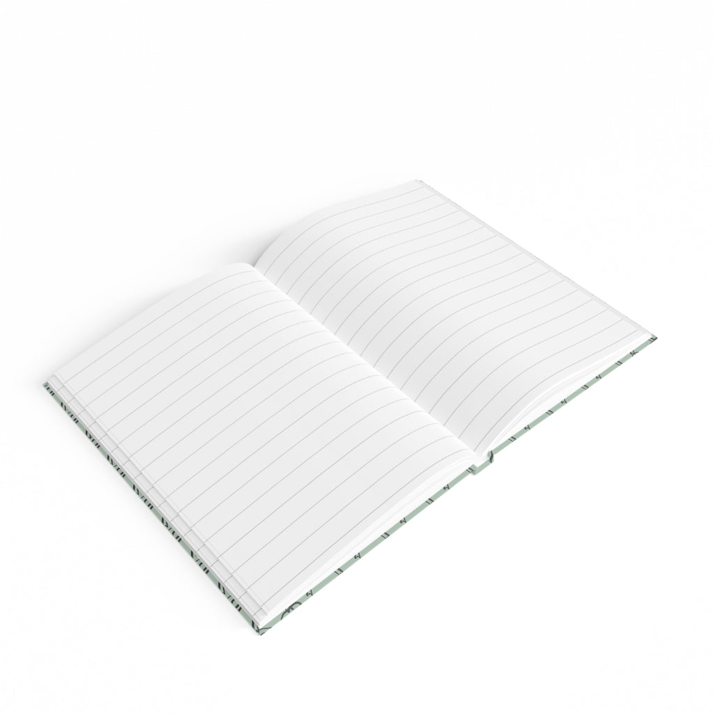 Personalized Bow Pattern Journal — 'Déora' Ruled Notebook, Pastel Green Gift
