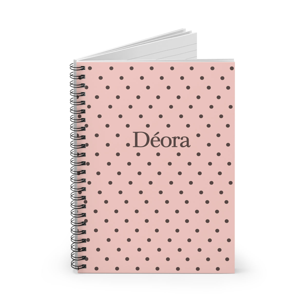 Personalized Pink Polka Dot Notebook — 'Déora' Spiral Ruled Journal
