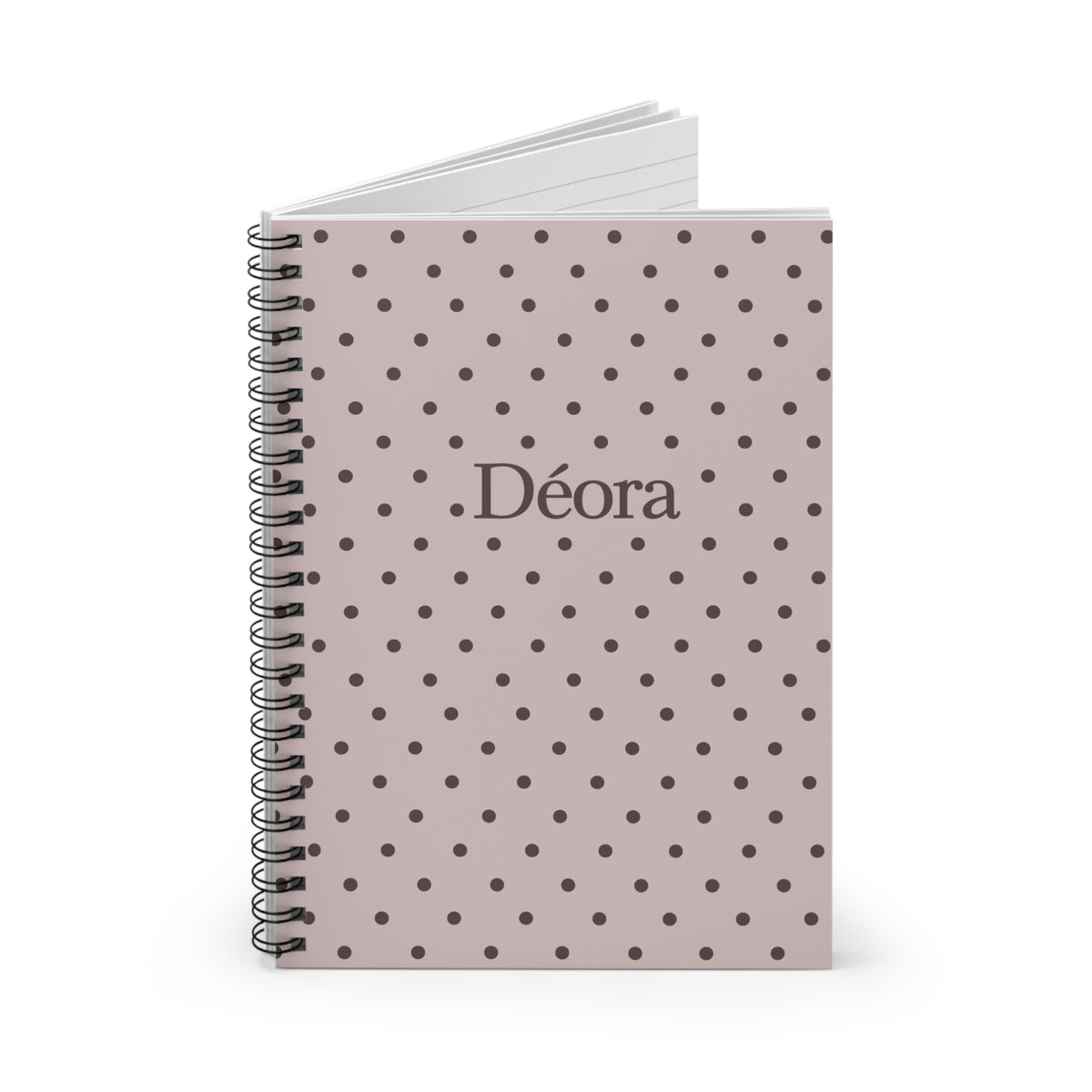 Personalized Polka Dot Spiral Notebook — "Déora" Ruled Journal