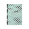 Personalized Polka Dot Spiral Notebook — Mint Green Ruled Journal with Name "Déora"