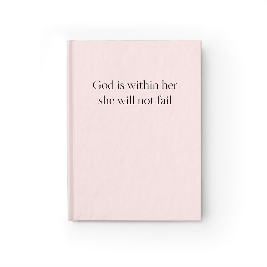 Inspirational Pink Journal — “God is within her she will not fail” Ruled Notebook