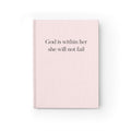 Inspirational Pink Journal — “God is within her she will not fail” Ruled Notebook
