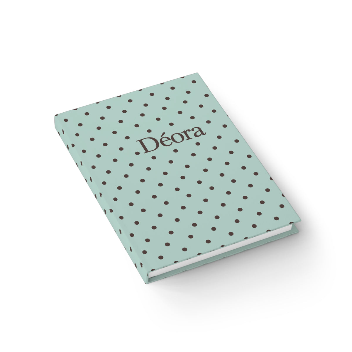 Personalized Polka Dot Journal — 'Déora' Mint Ruled Notebook