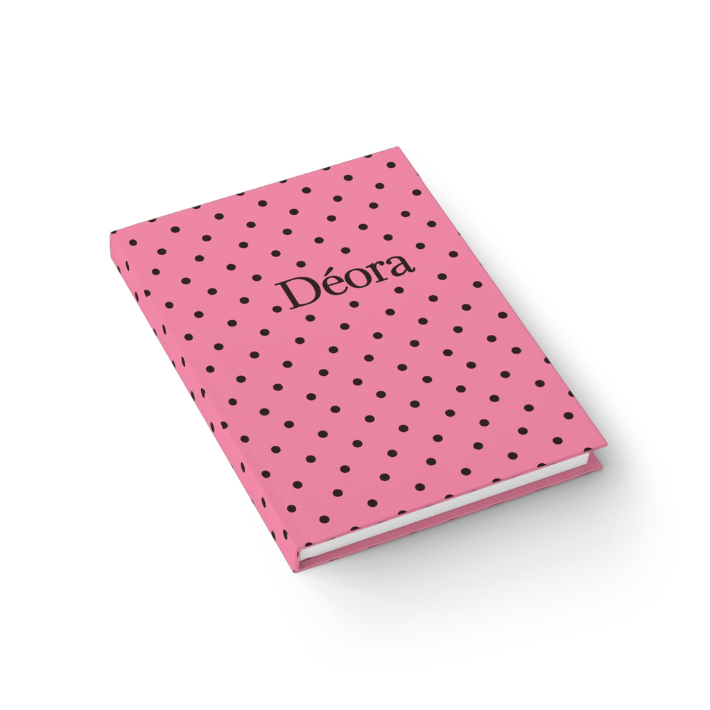 Pink Polka Dot Personalized Journal — "Déora" Ruled Notebook