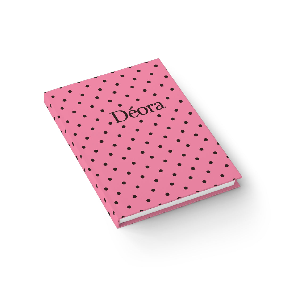 Pink Polka Dot Personalized Journal — "Déora" Ruled Notebook
