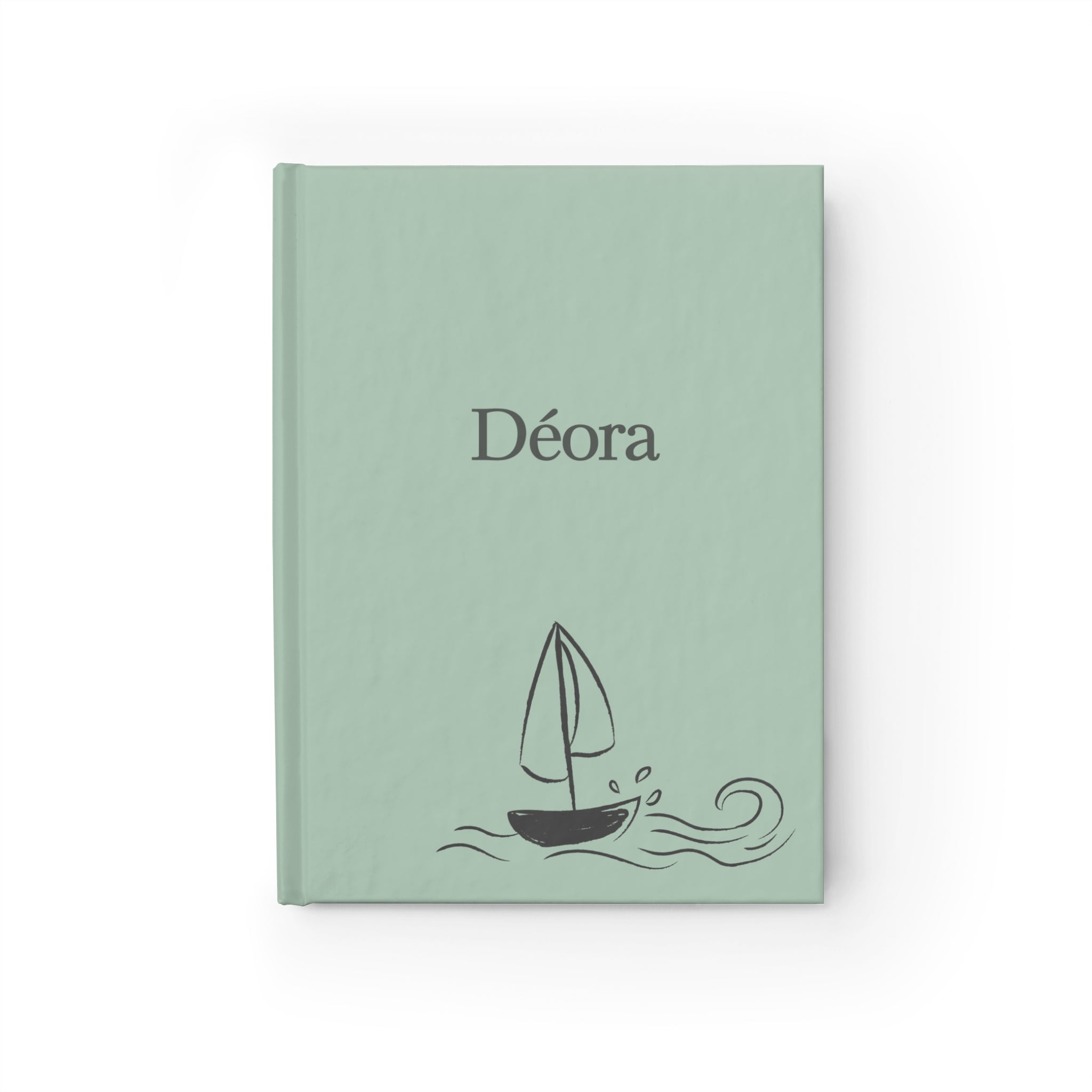 Sailboat Personalized Ruled Journal — 'Déora' Mint Hardcover Travel Notebook