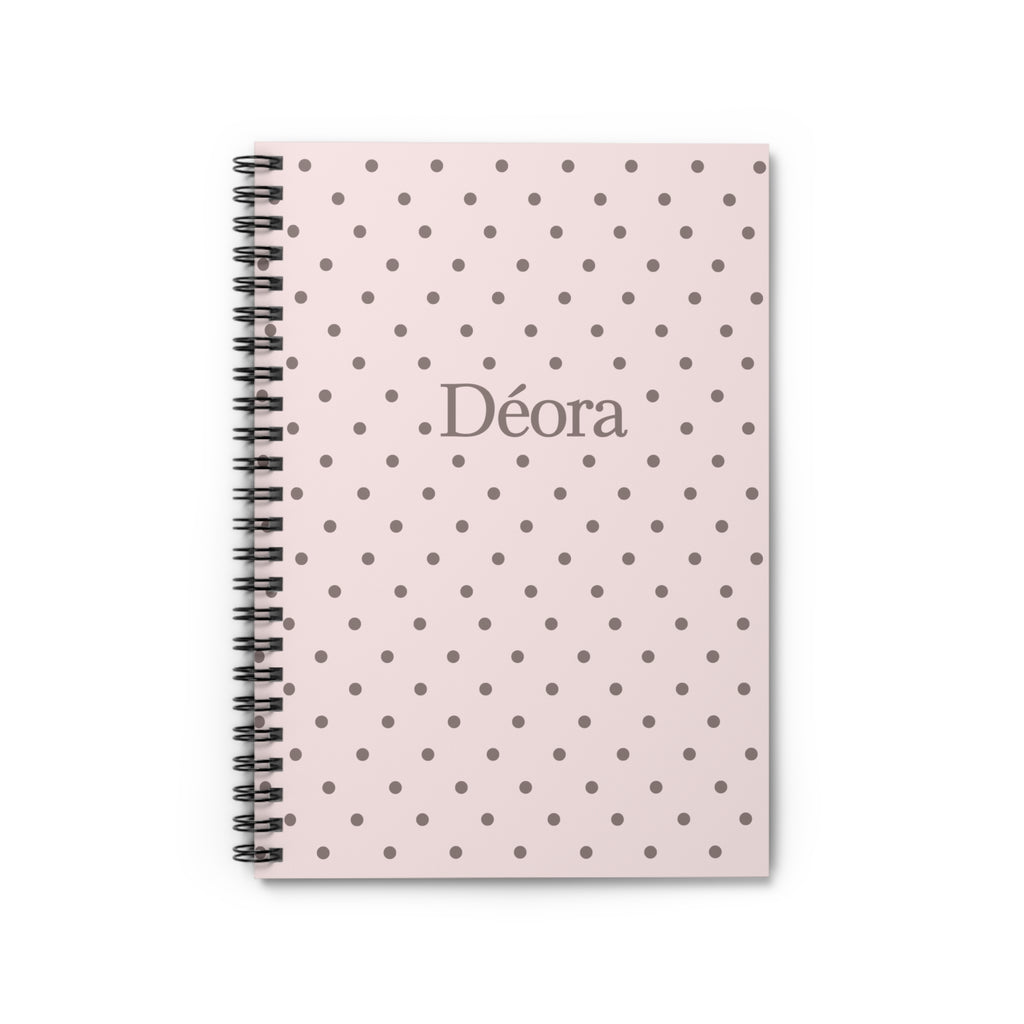 Pink Polka Dot Personalized Spiral Notebook — 'Déora' Ruled Journal