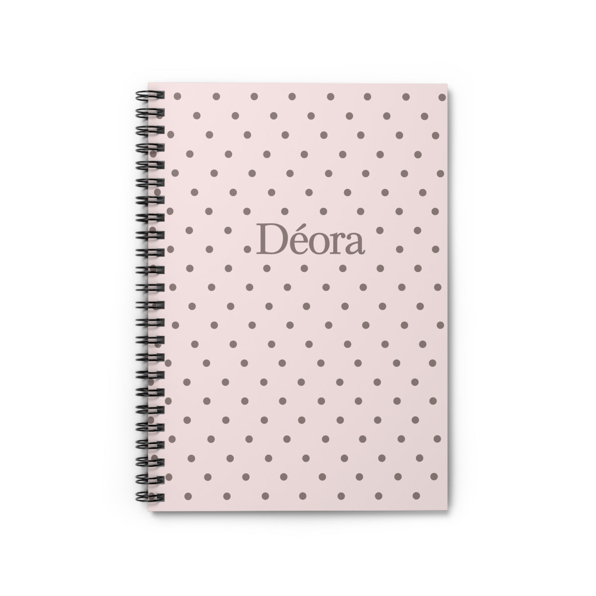 Pink Polka Dot Personalized Spiral Notebook — 'Déora' Ruled Journal