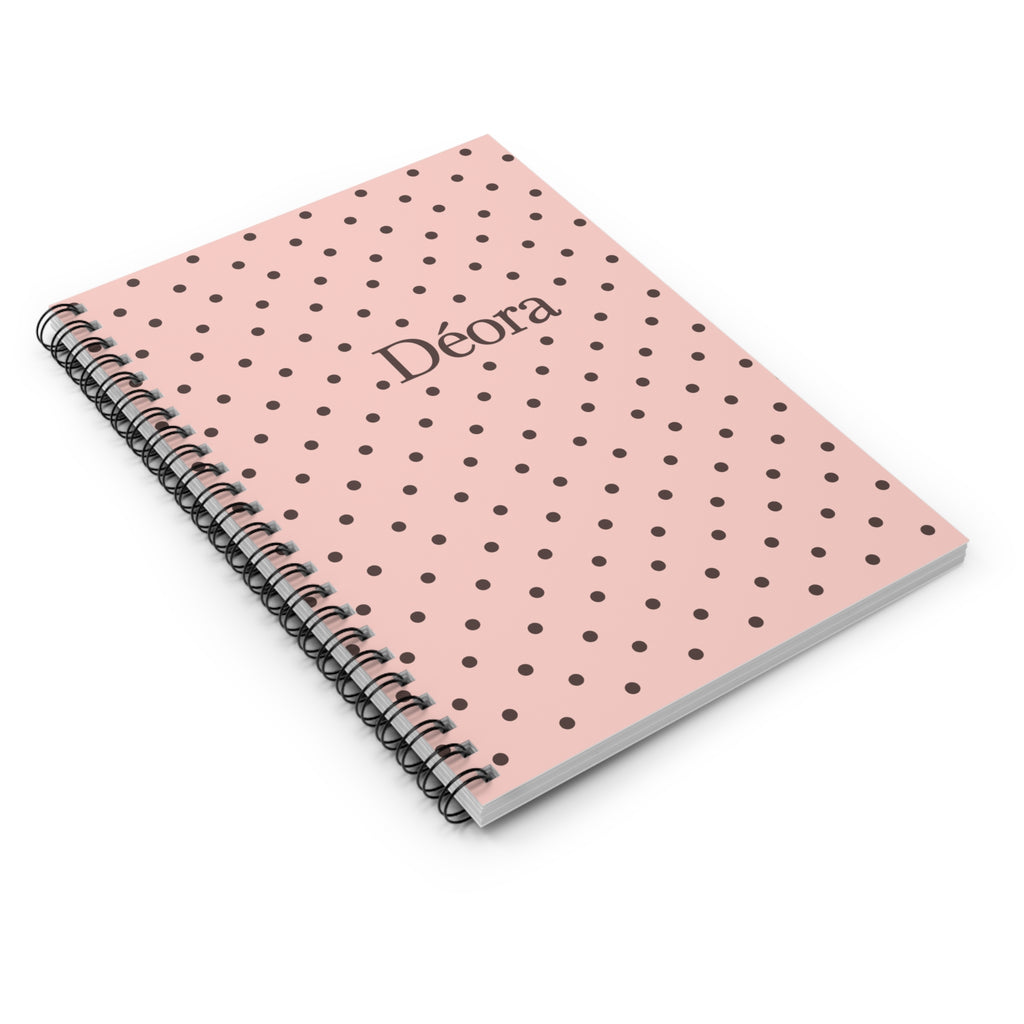 Polka Dot Personalized Spiral Notebook — 'Déora' Ruled Journal