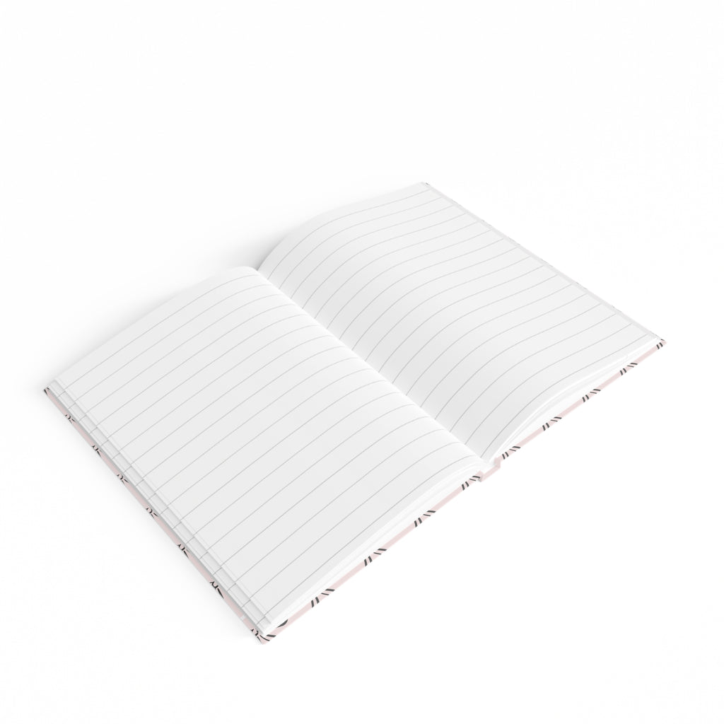 Personalized Bow Pattern Journal — Pink Ruled Notebook with Name (Déora)