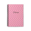 Pink Polka Dot Personalized Spiral Notebook — 'Déora' Ruled Journal