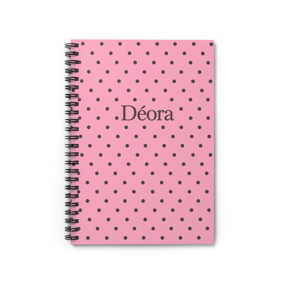 Pink Polka Dot Personalized Spiral Notebook — 'Déora' Ruled Journal