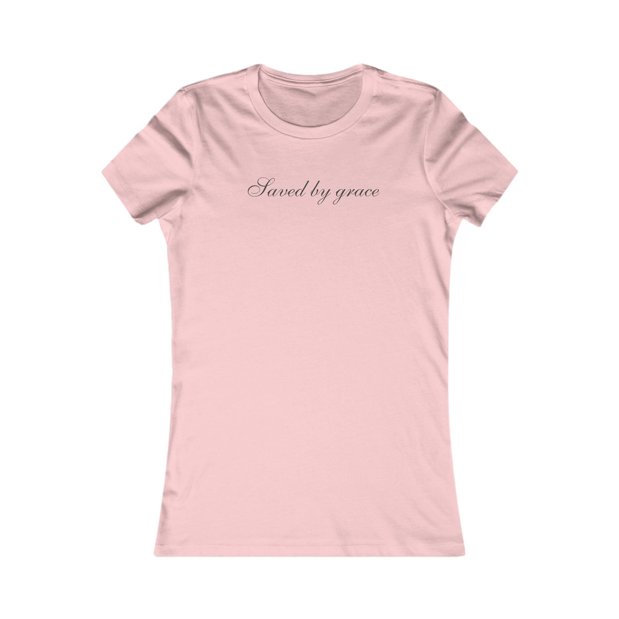 Saved by Grace Womens Tee — Inspirational Script Faith T-Shirt