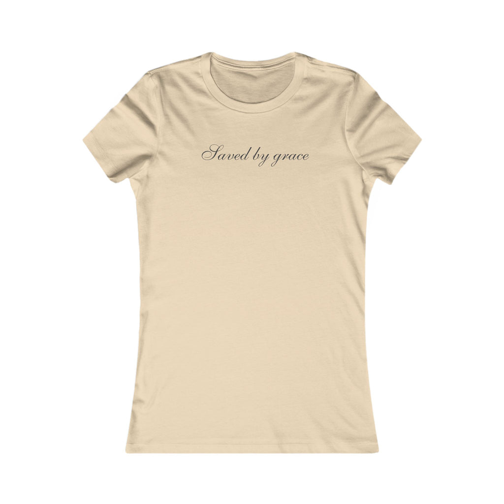 Saved by Grace Womens Tee — Inspirational Script Faith T-Shirt