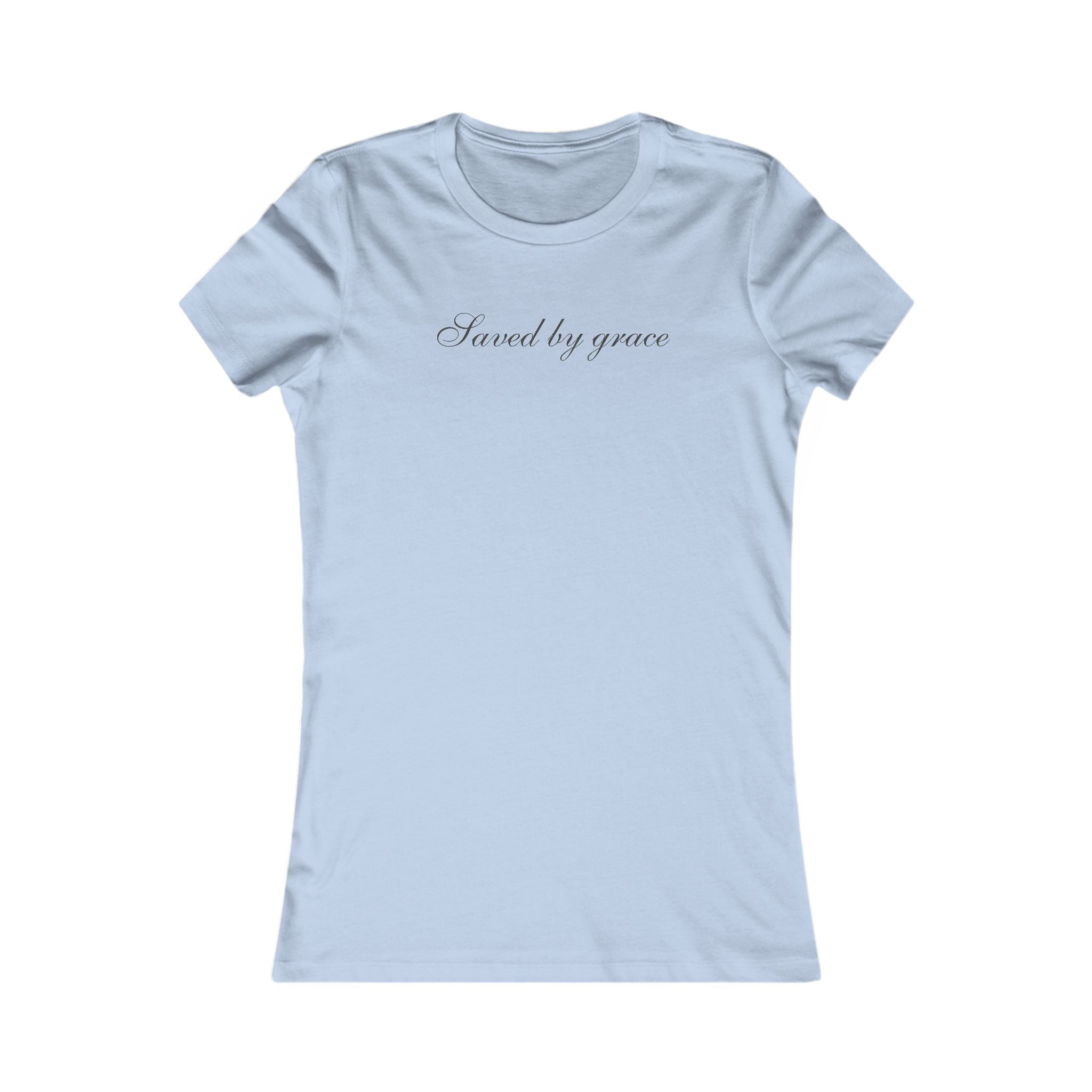 Saved by Grace Womens Tee — Inspirational Script Faith T-Shirt